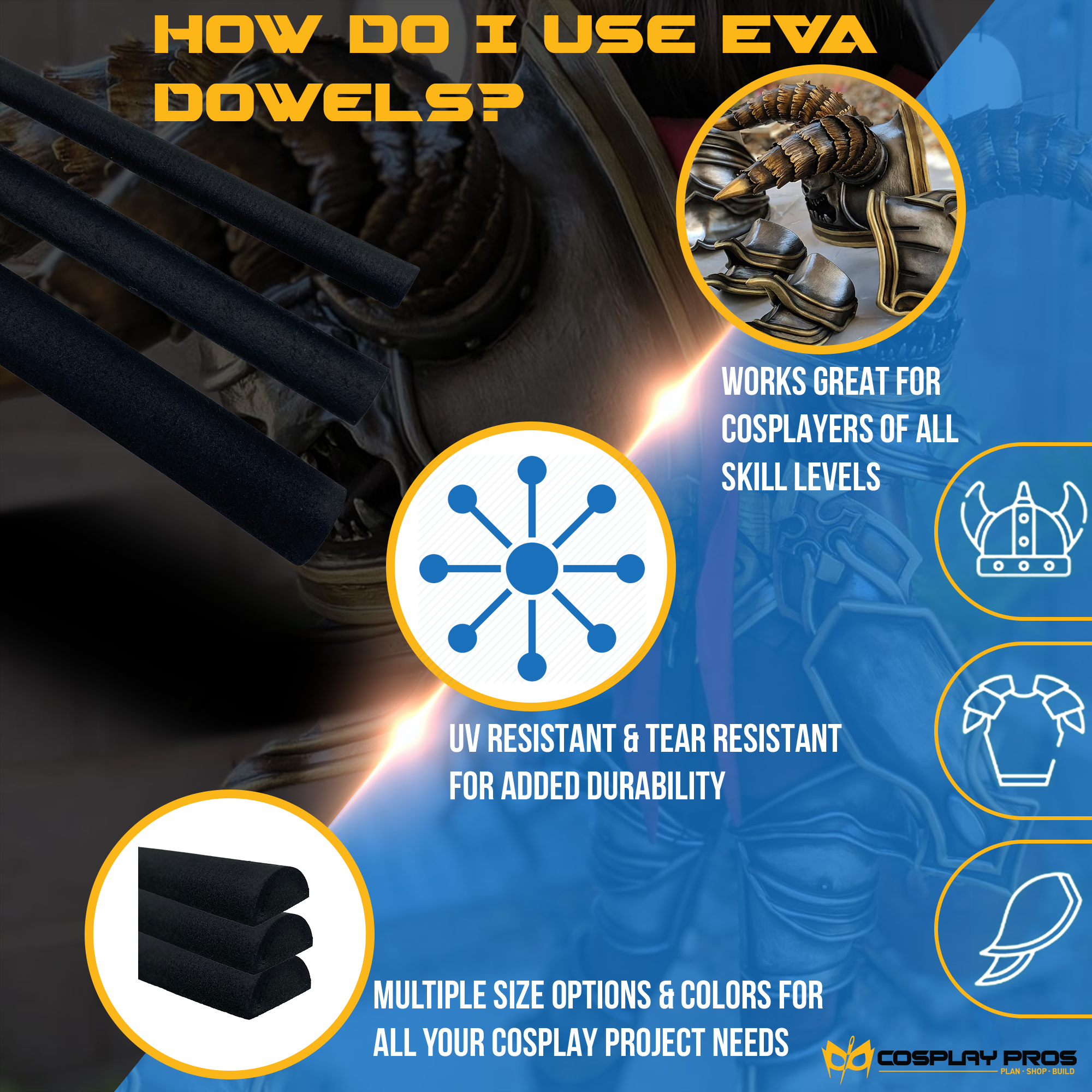 EVA Foam Dowels For Costume And Prop Builders In Cosplay, Theatre & TV - Foto 6